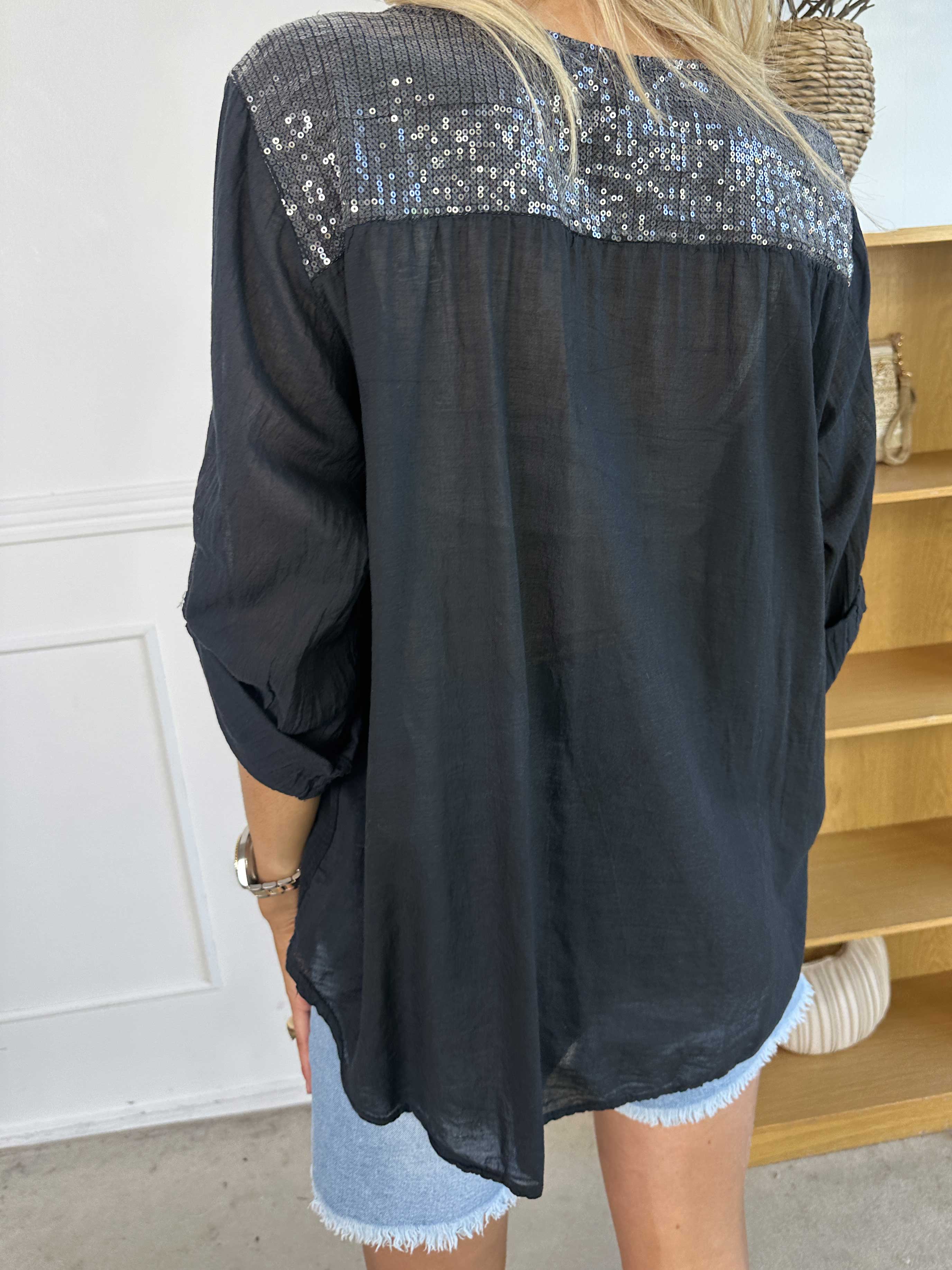 Ellis - Tunika i bomull med detaljer i form av broderier och paljetter